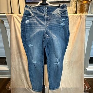 Lane Bryant High Rise Blue Distressed Jeans